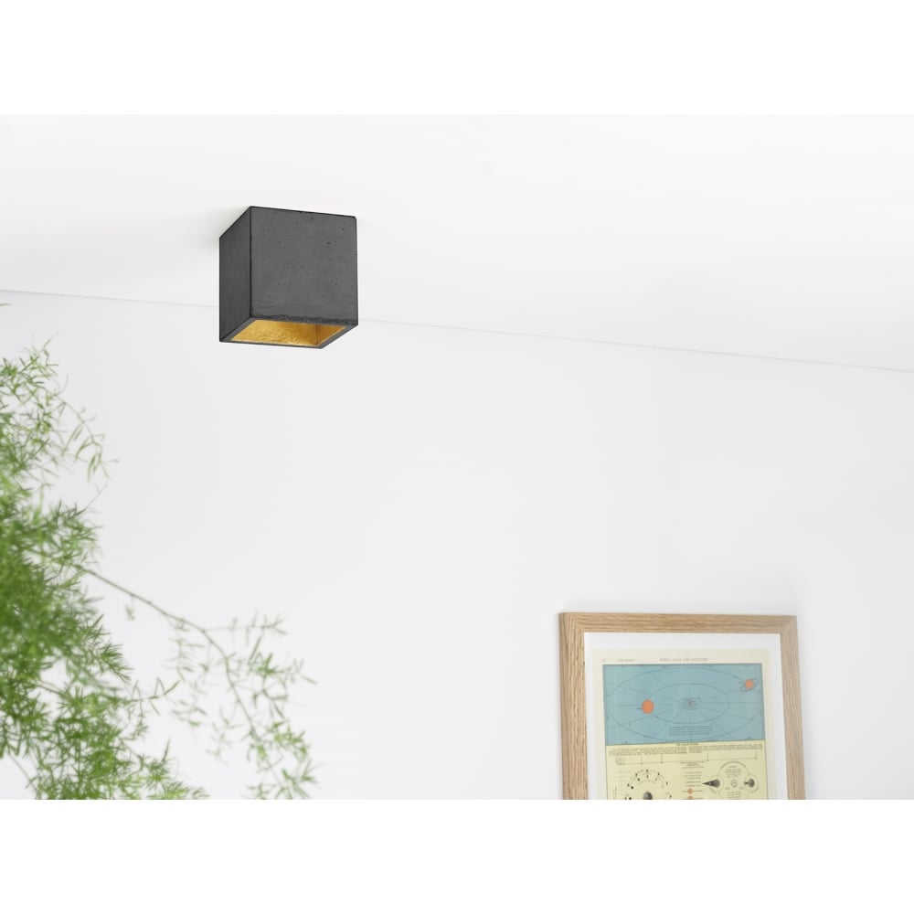 Elegant Dark Grey and Gold Concrete Ceiling Spotlight by GANTlights