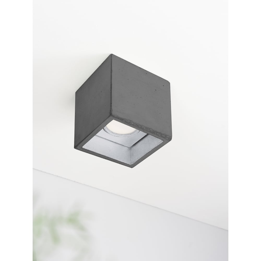 Stylish Concrete & Silver Ceiling Spotlight in Dark Grey
