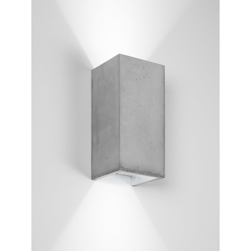 Contemporary Concrete Rectangular Wall Lamp in Light Grey & Silver with Up and Down Lighting