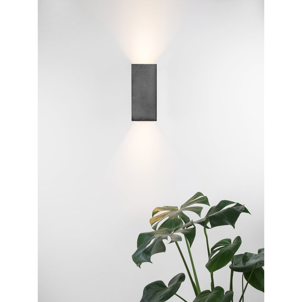 Contemporary Dark Grey & Silver Rectangular Wall Light with Upward and Downward Illumination