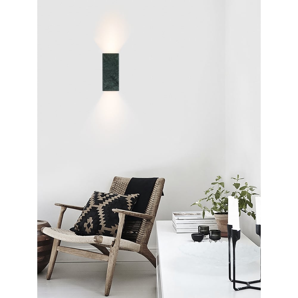 Contemporary Green Varde and Marble Rectangular Wall Sconce