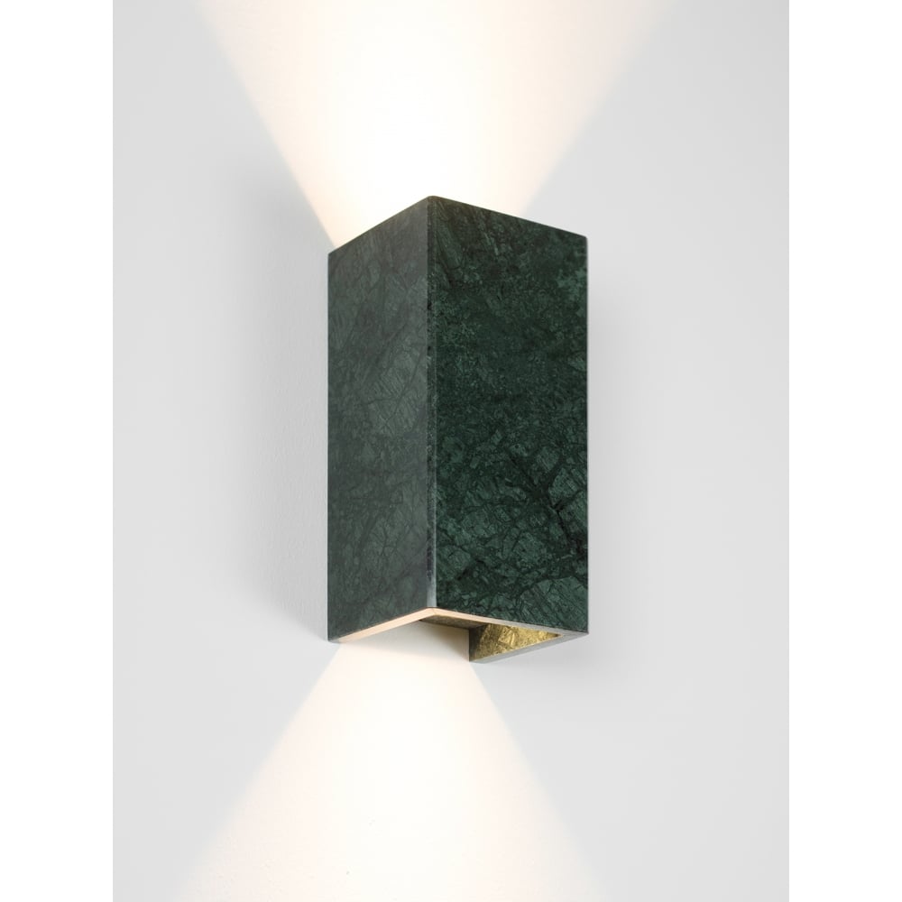 Contemporary Green Varde Marble and 24K Gold Rectangular Wall Sconce