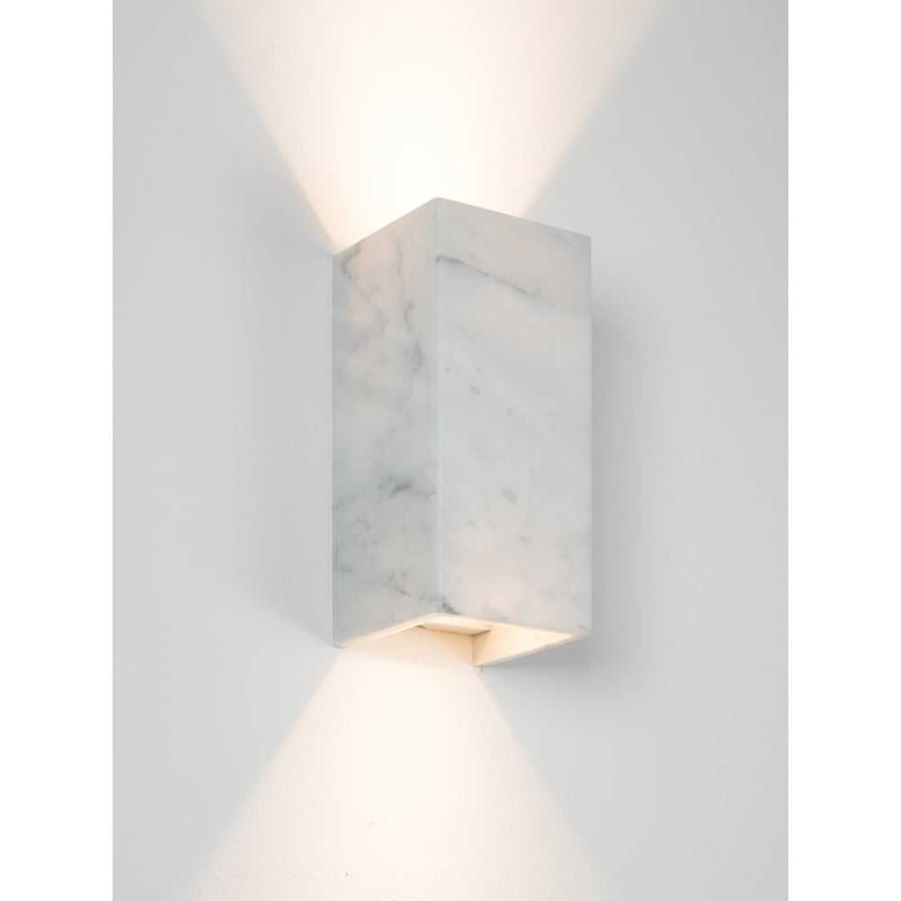 Contemporary White Carrara Marble Rectangular Wall Sconce