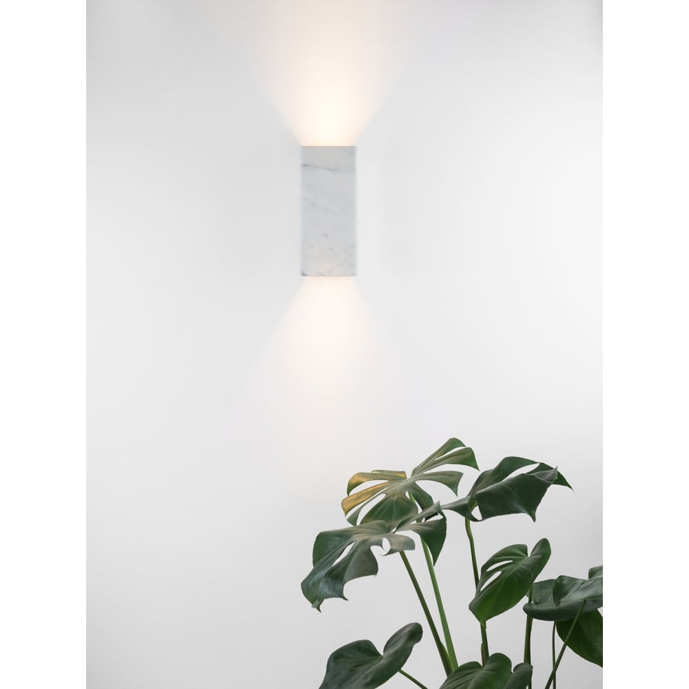 Contemporary White Carrara Marble Rectangular Wall Sconce