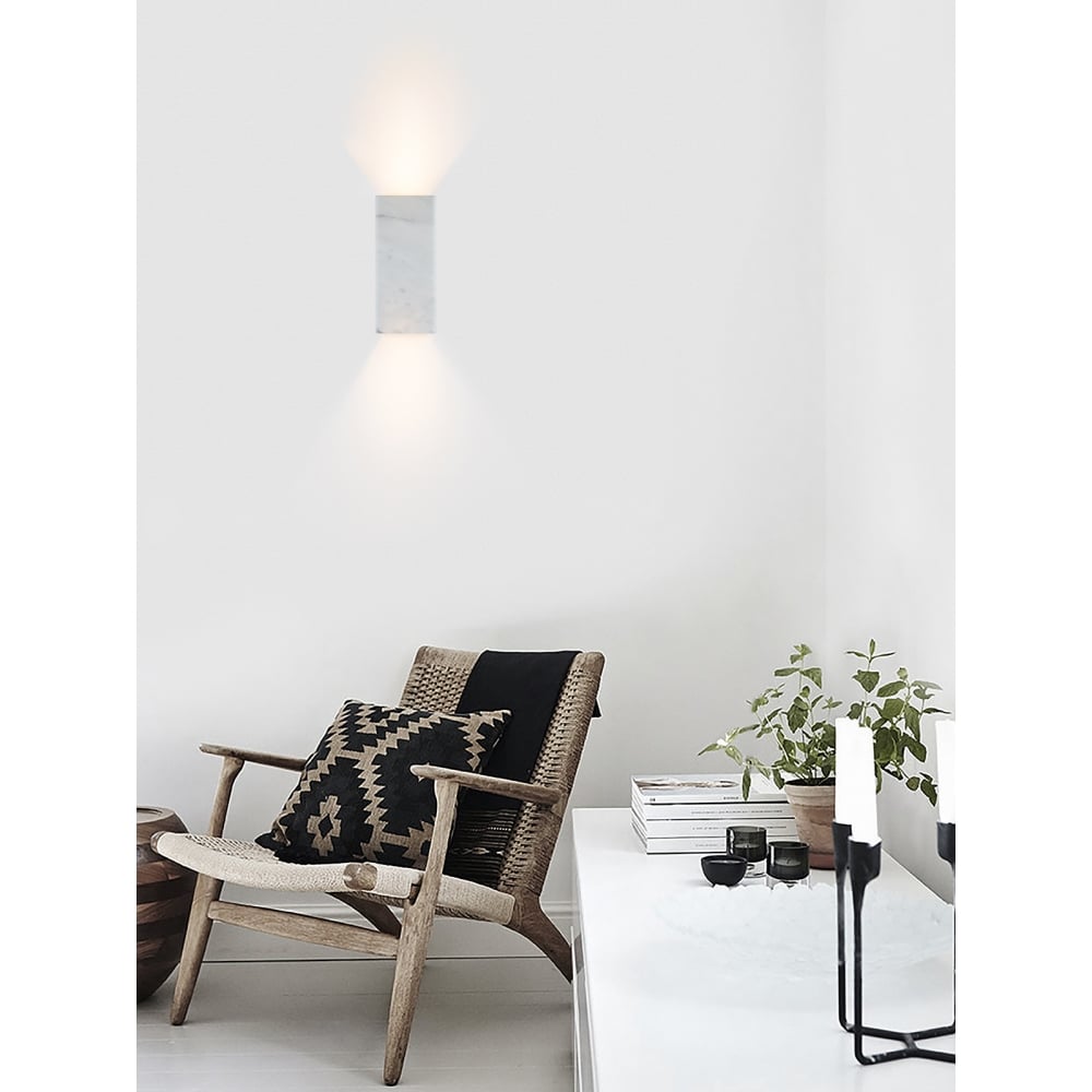 Contemporary White Carrara Marble and 24K Gold Rectangular Wall Sconce