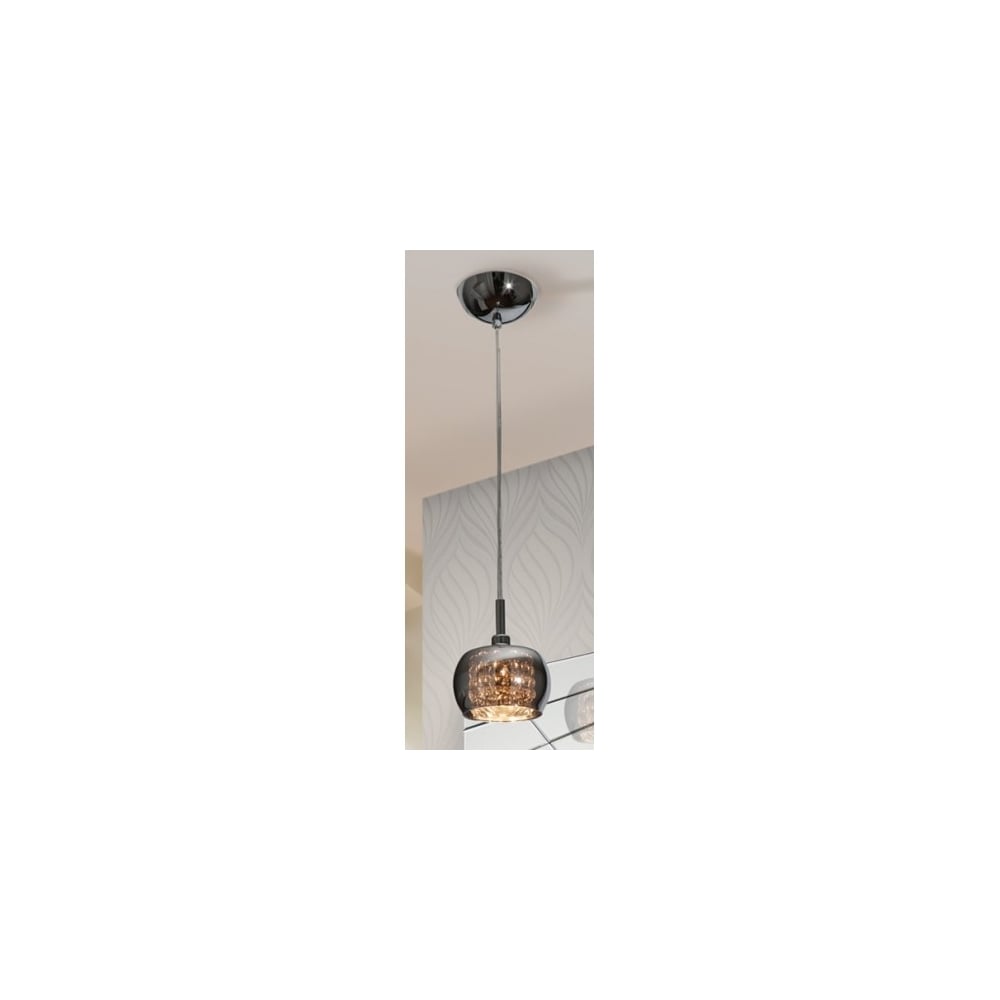 Arian Miniature Shimmered Crystal and Smoked Glass Pendant Light