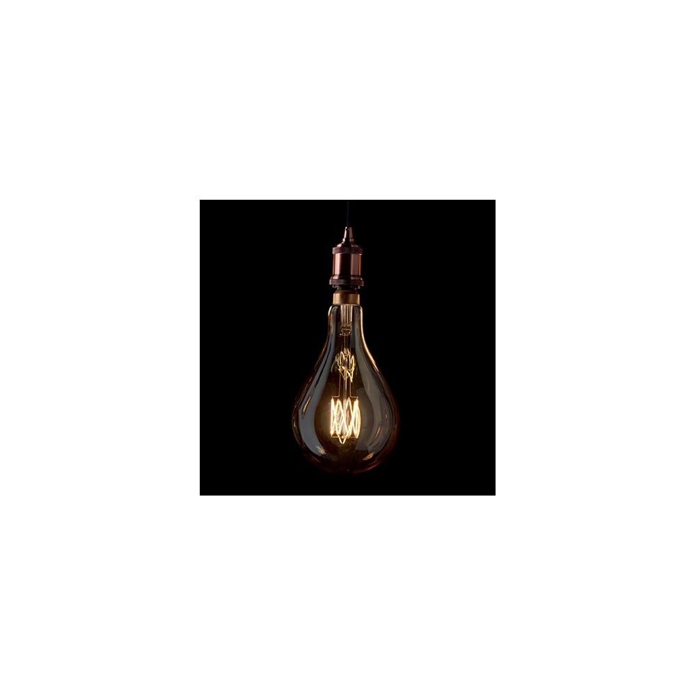 Vintage Amber Glass Globe Bulb, 4W LED, 15.5 x 30 cm