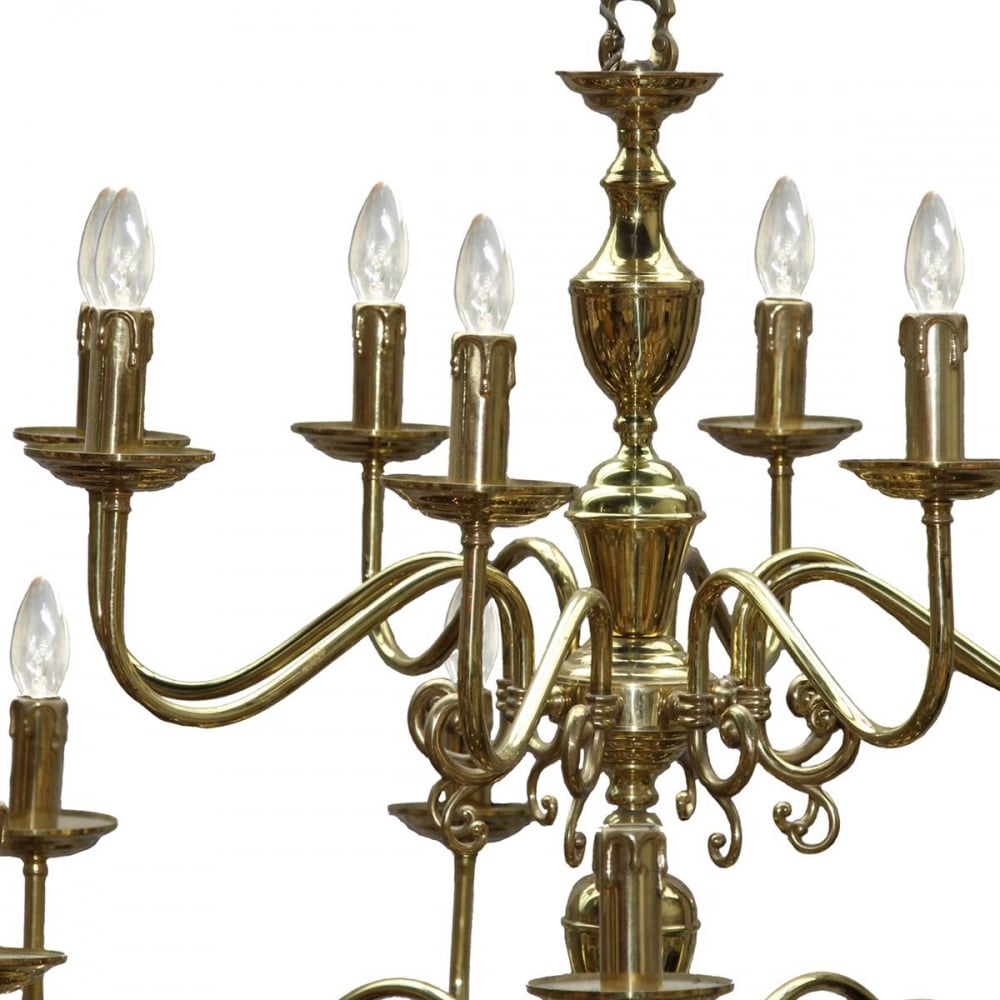 Opulent 32-Arm Antique Brass Flemish Chandelier with Elegant Tiered Design