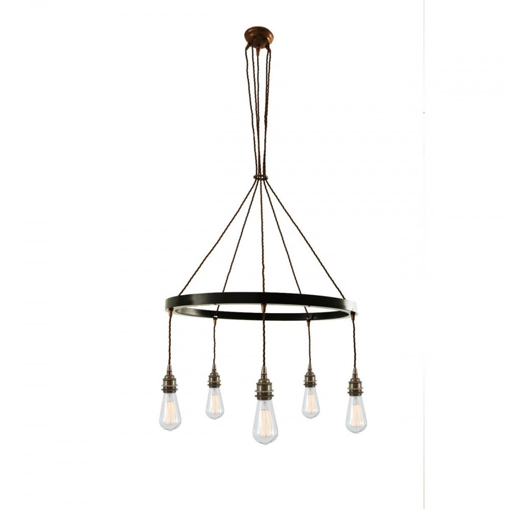 Lome Vintage Brass & Black Chandelier with 1 Tier