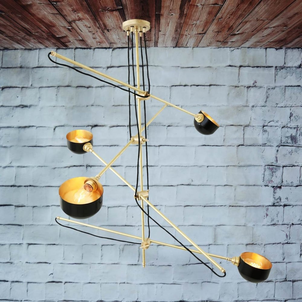 Kingston Contemporary Black and Gold Adjustable Pendant Light