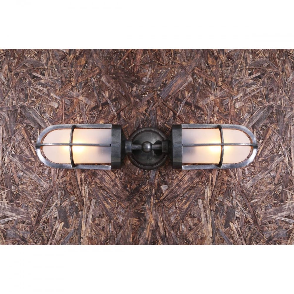 Clayton Double Wall Lamp in Antique Brass Finish