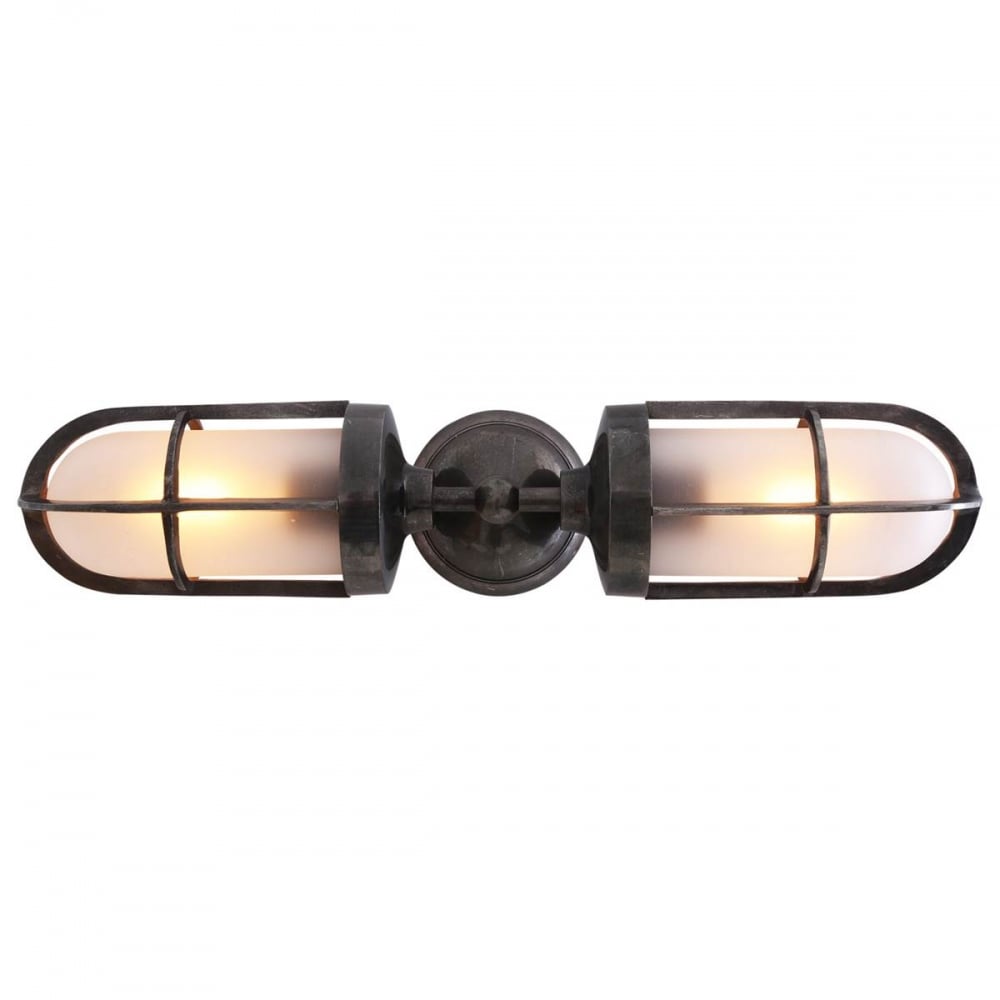 Clayton Double Wall Lamp in Antique Brass Finish