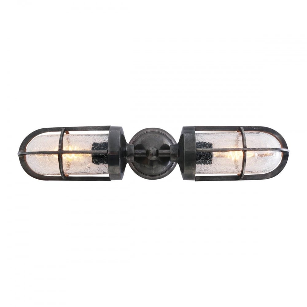 Clayton Double Wall Lamp in Antique Brass Finish