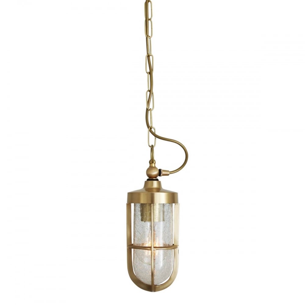 Oregon A - Vintage Nautical Clear Pendant Light in Antique Brass Finish