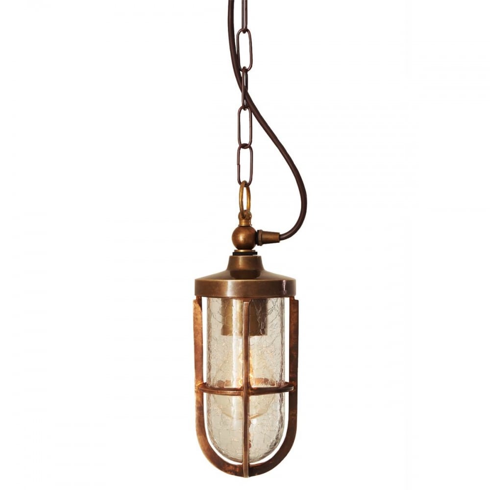 Oregon A - Vintage Nautical Clear Pendant Light in Antique Brass Finish