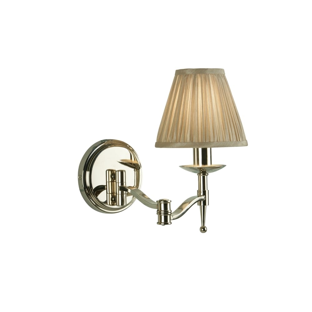Stanford Nickel Swing Arm Wall Light with Beige Organza Shade