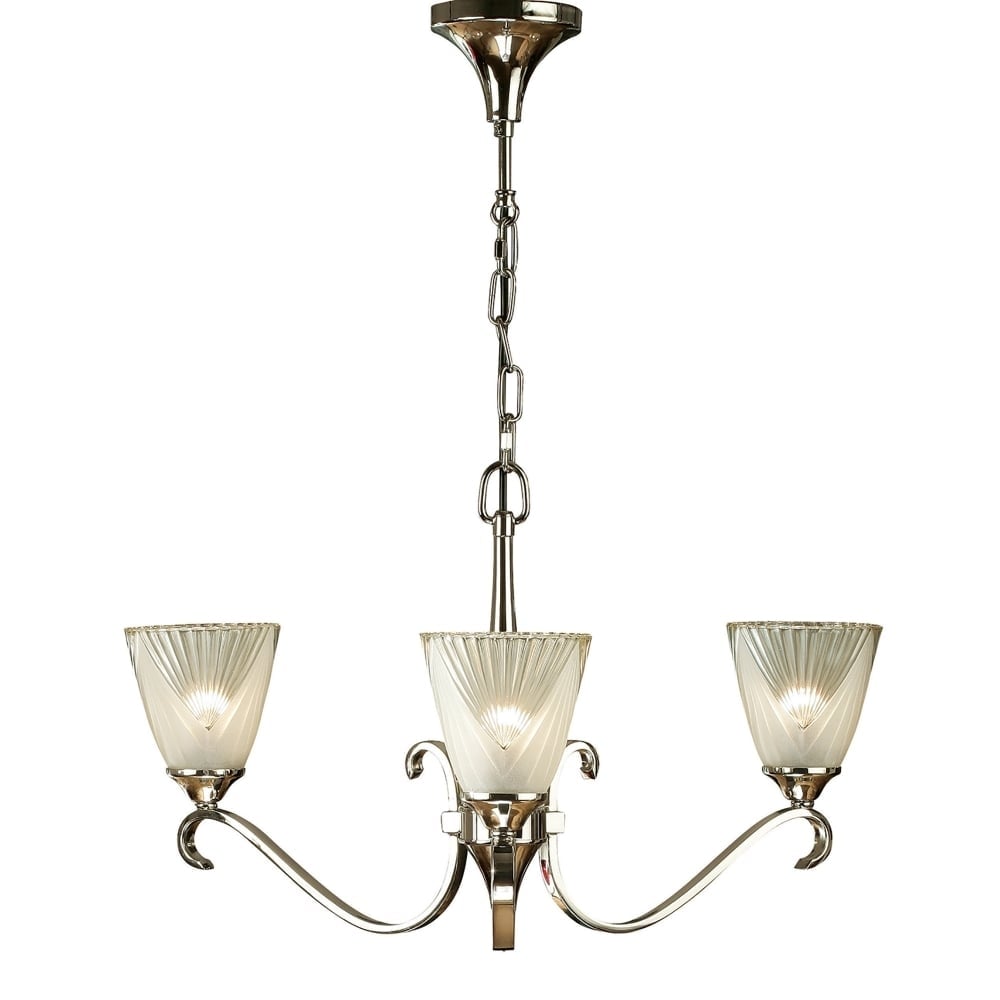 Columbia Polished Nickel 3-Light Art Deco Pendant Ceiling Light Fixture