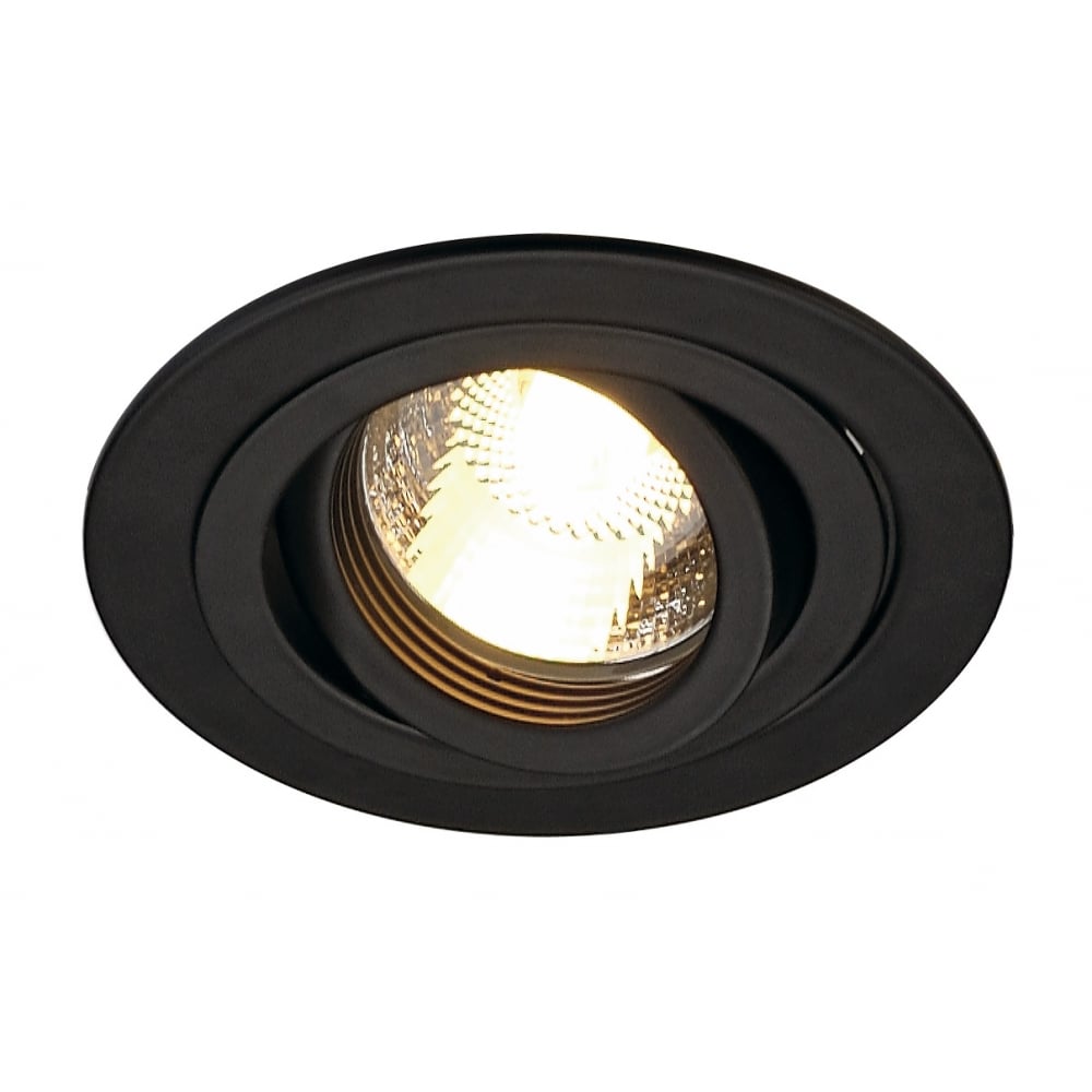 Sleek Black Recessed Round Downlight GU10, Max 50W, Aluminum Build