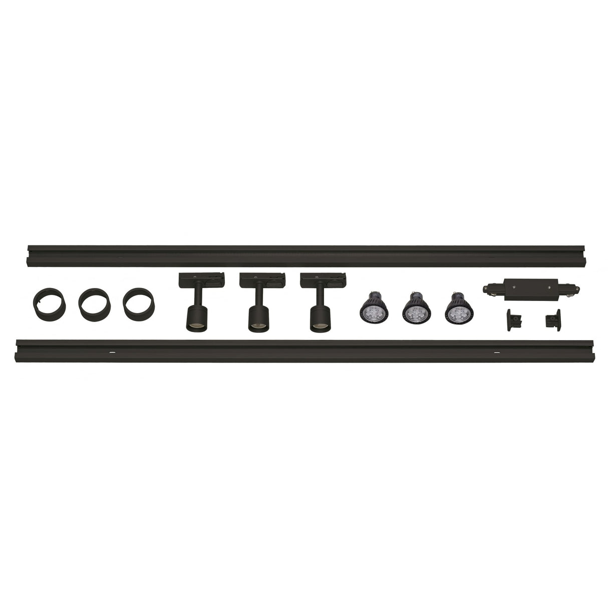 Sleek Black 2M Track Lighting Kit with Trio of LED Spotlights