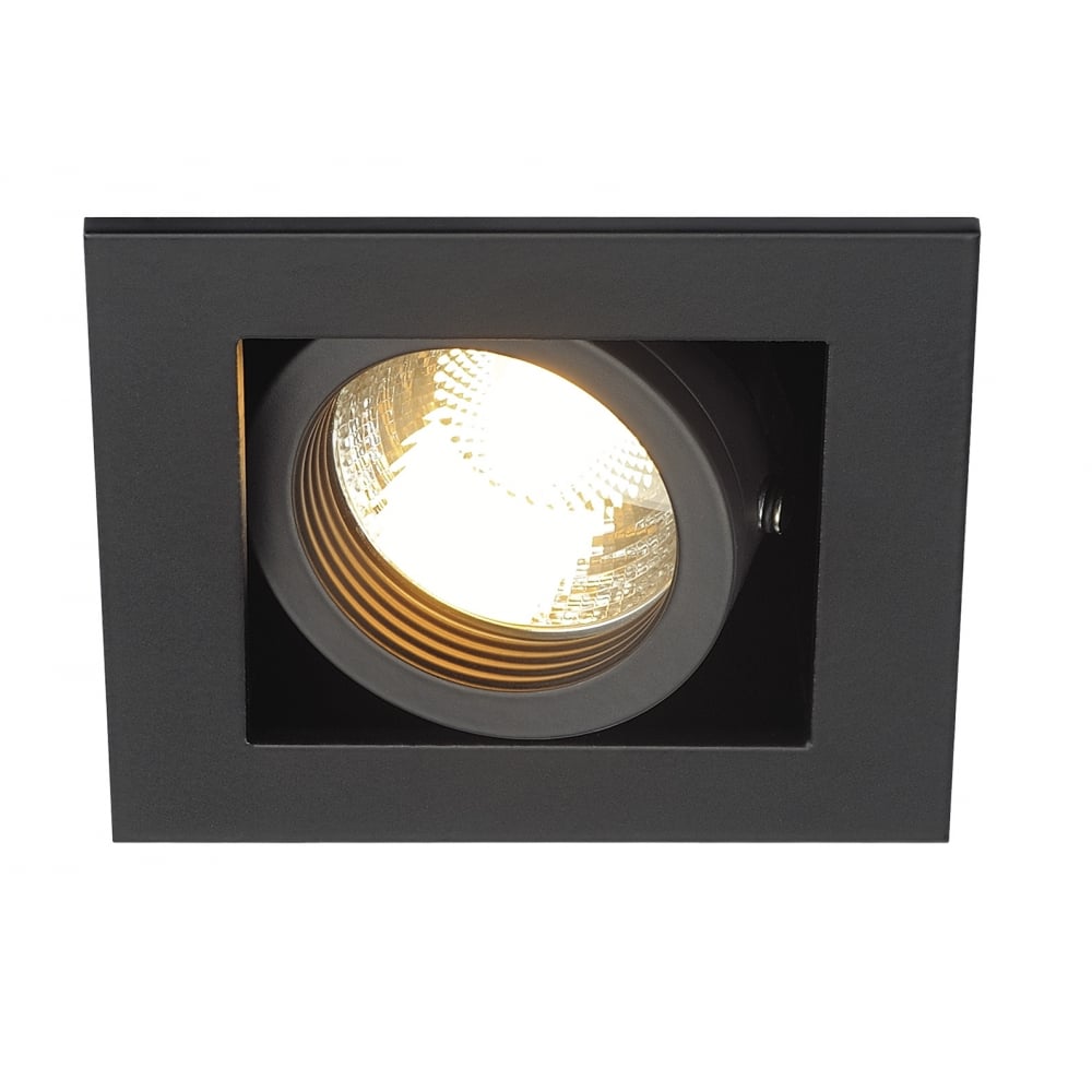 Kadux 1 Square Matt Black Recessed Downlight, GU10, Max 50W