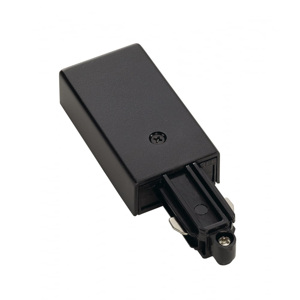 Black Polycarbonate Track Light Connector with Right Earth Feed