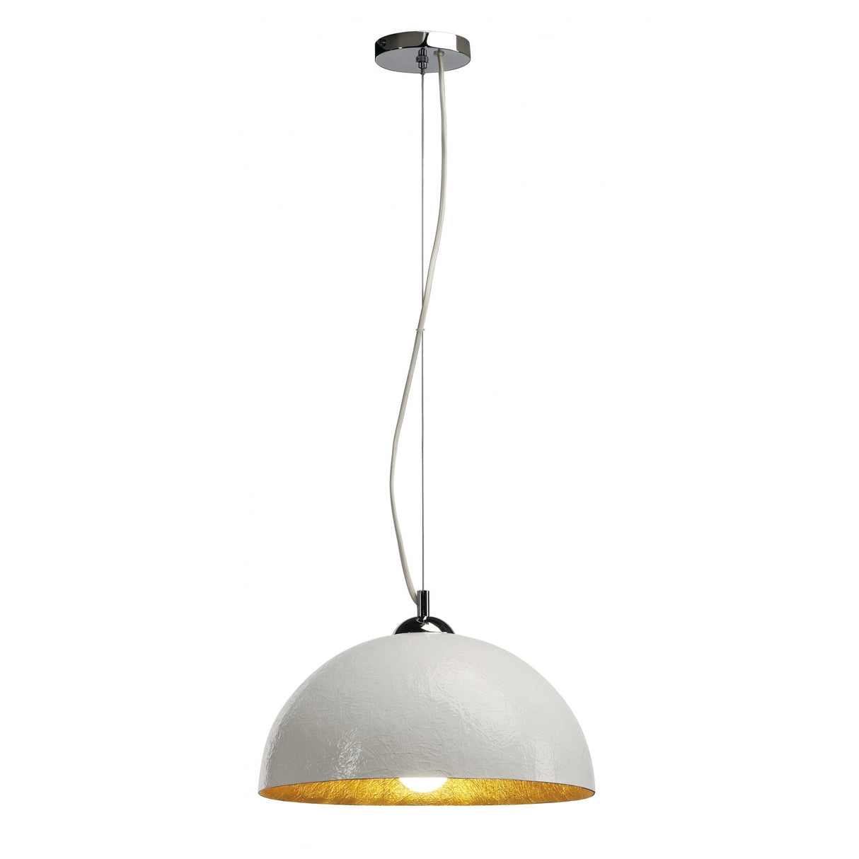 Forchini Round Pendant Light, White/Gold, E27, 40W Max
