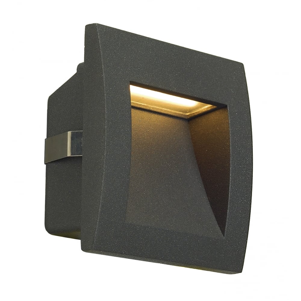 Downunder Anthracite LED Recessed Wall Light Square, 3000K, IP55