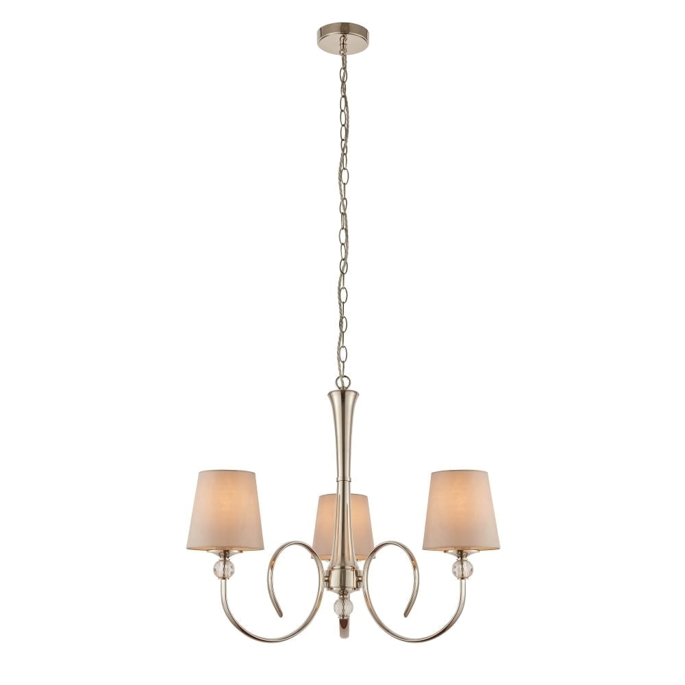 Elegant Fabia 3-Light Crystal Chandelier in Polished Nickel Finish