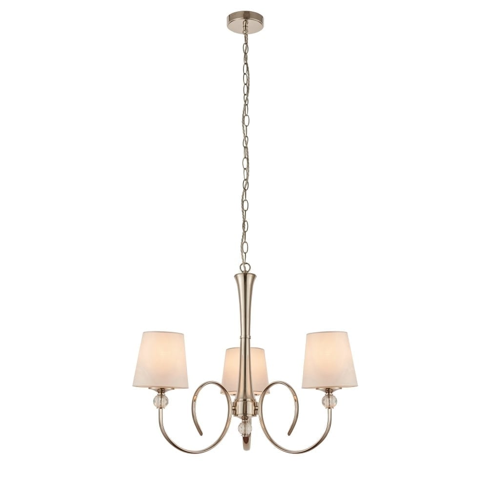 Elegant Fabia 3-Light Crystal Chandelier in Polished Nickel Finish