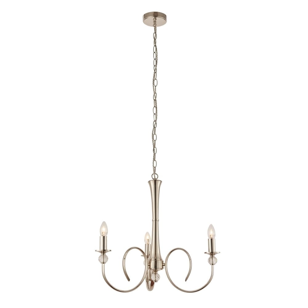 Elegant Fabia 3-Light Crystal Chandelier in Polished Nickel Finish