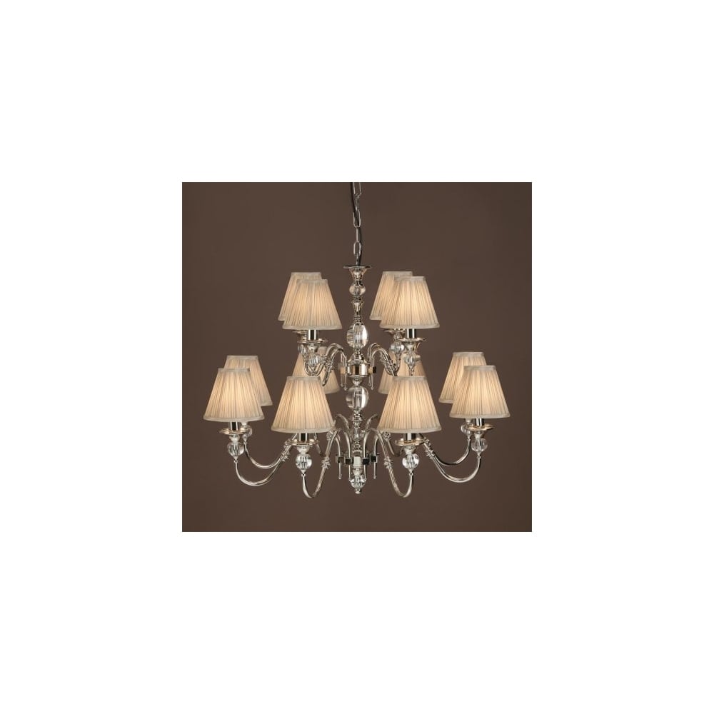 Exquisite Polina 12-Light Chandelier with Polished Nickel & Crystal Detailing