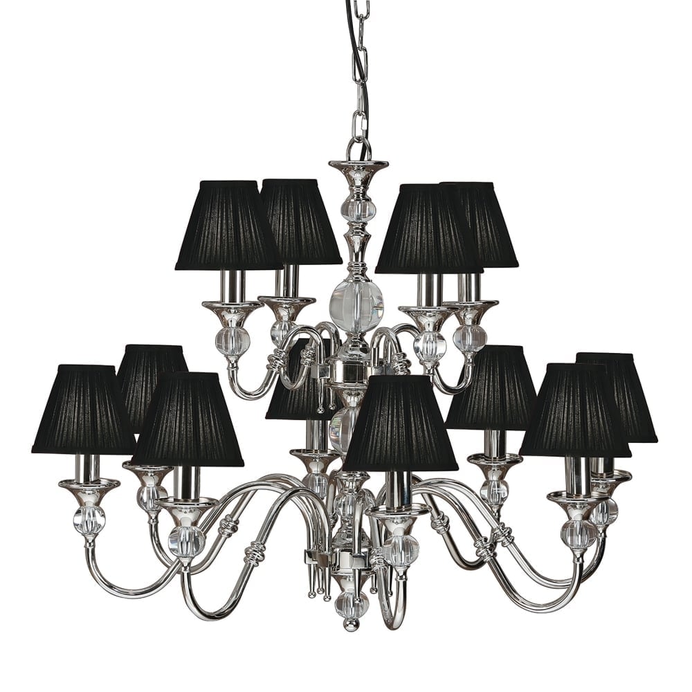 Exquisite Polina 12-Light Chandelier with Polished Nickel & Crystal Detailing