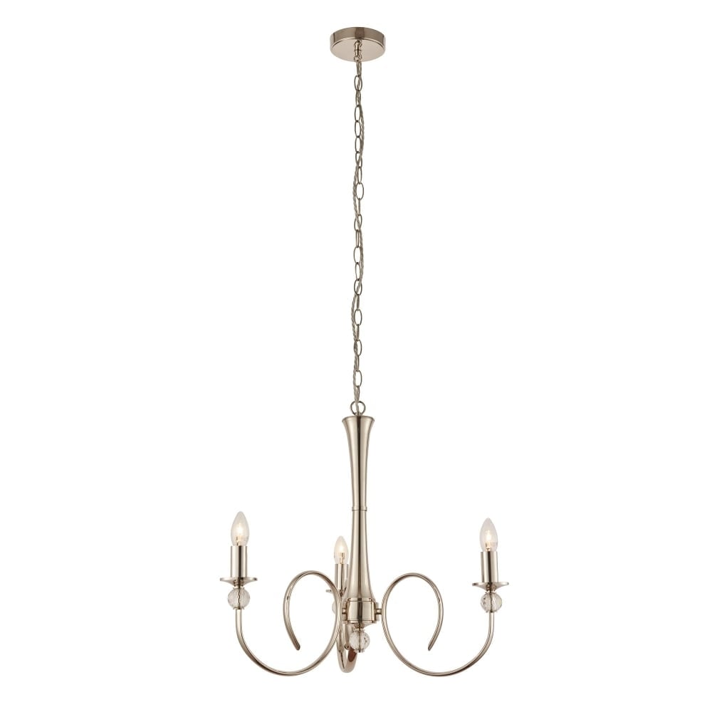 Elegant Fabia 3-Light Crystal Chandelier in Polished Nickel Finish