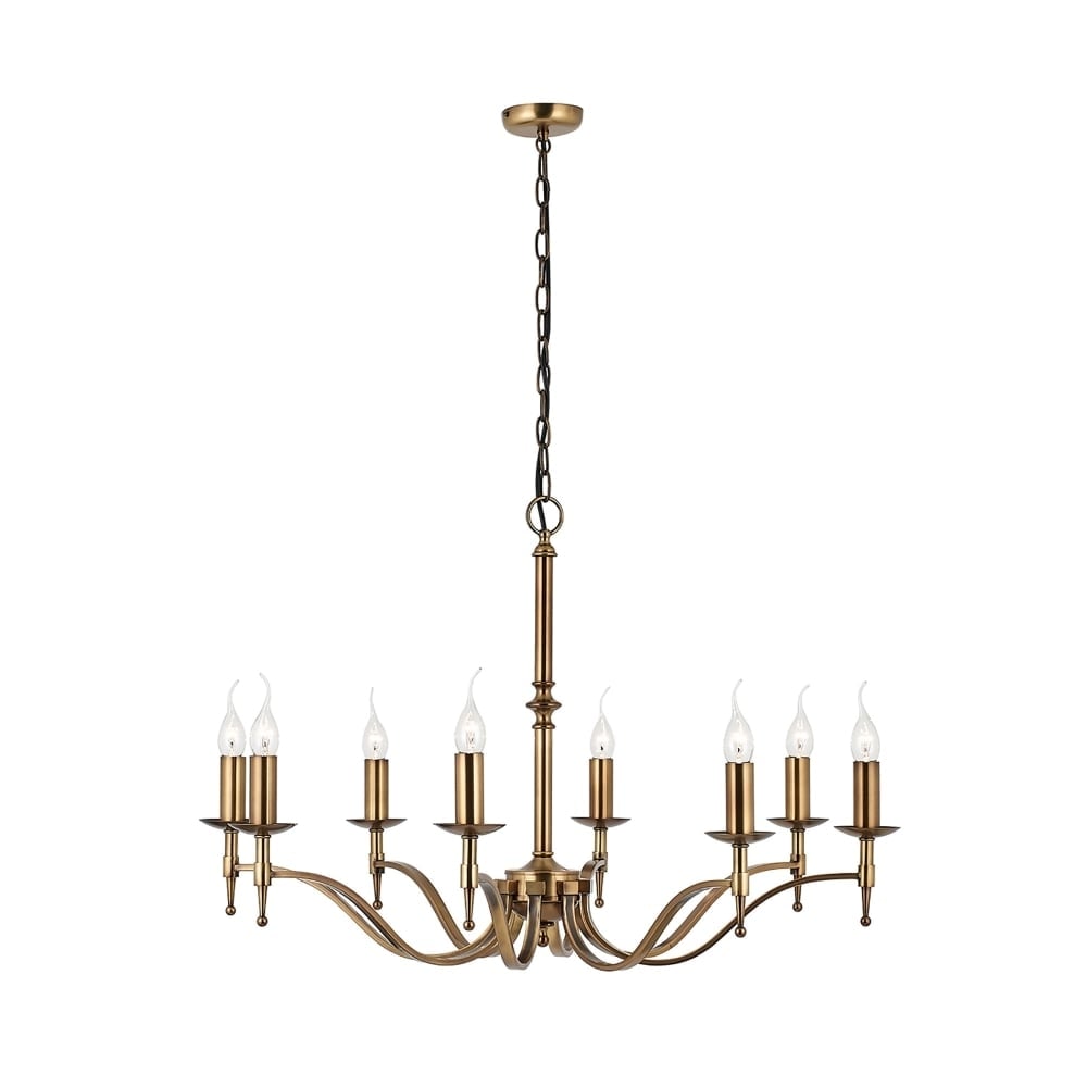 Elegant Antique Brass 8-Light Chandelier with Beige Organza Shades