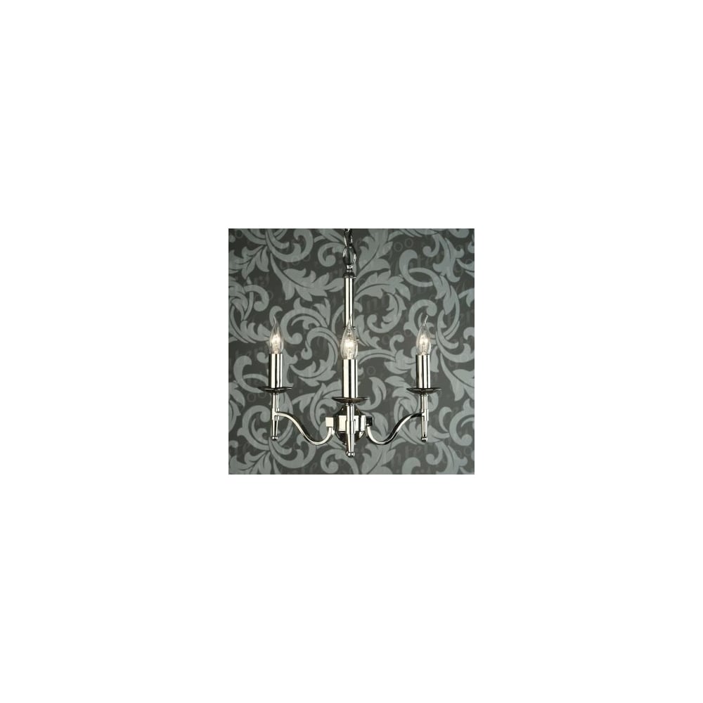 Elegant Stanford 3-Light Nickel Chandelier with Black Organza Shades