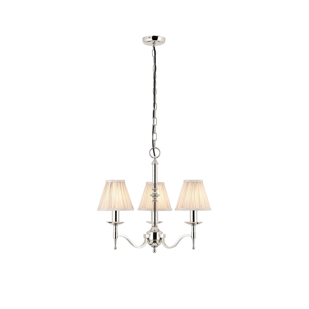 Elegant Stanford 3-Light Nickel Chandelier with Black Organza Shades