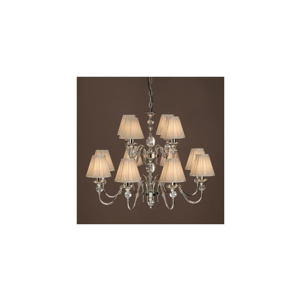 Exquisite Polina 12-Light Chandelier with Polished Nickel & Crystal Detailing