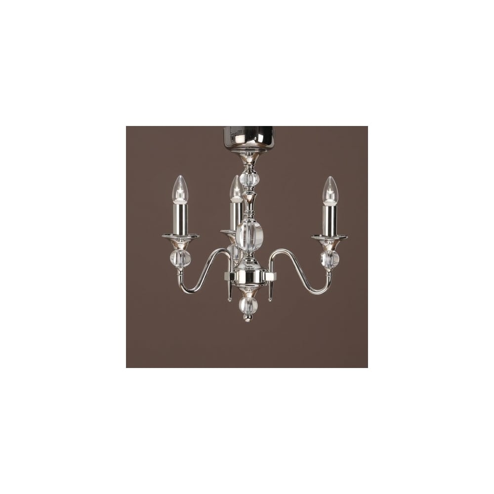 Polished Nickel Crystal Chandelier with Black Organza Shades, 3 Light