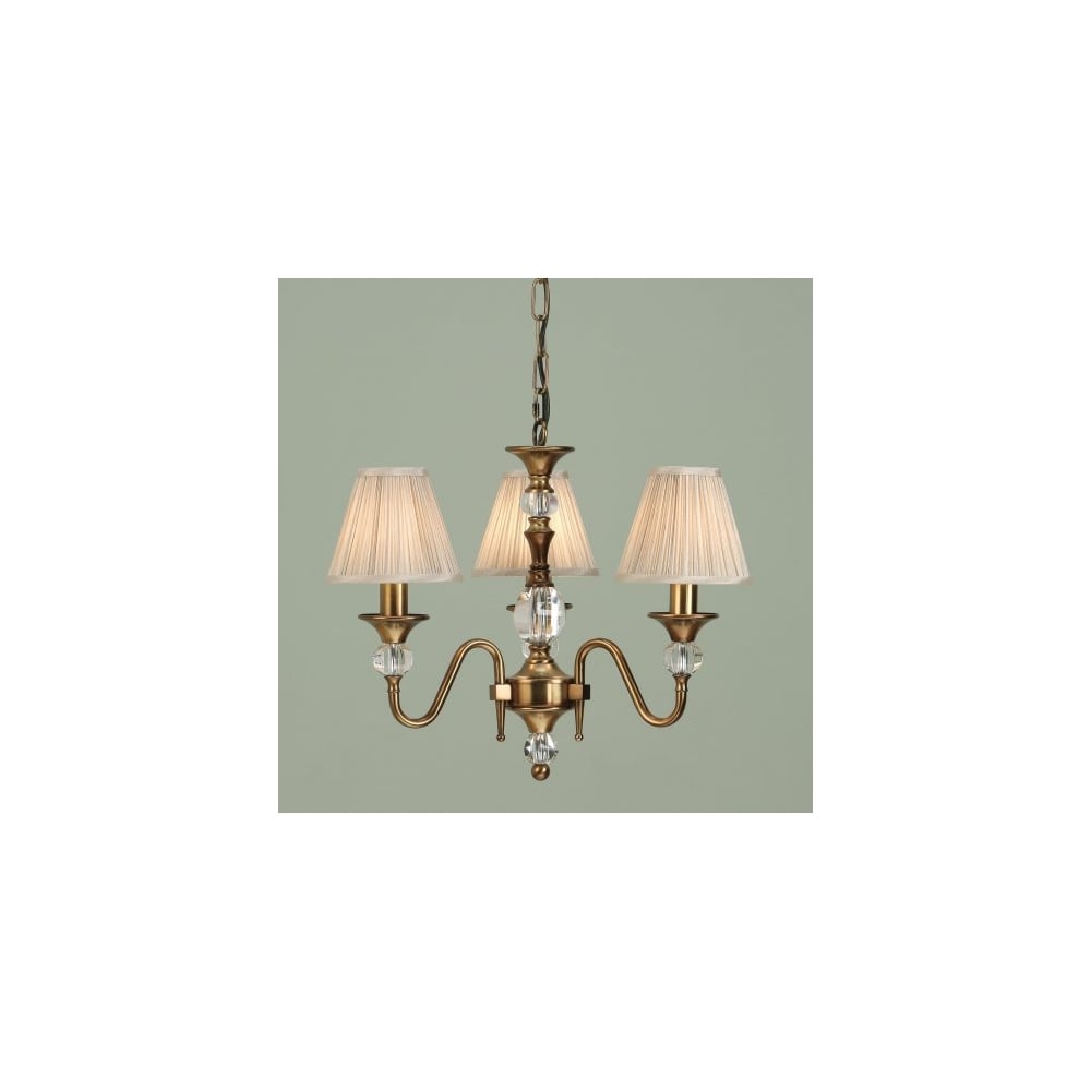 Elegant Polina Brass & Crystal 3-Light Chandelier