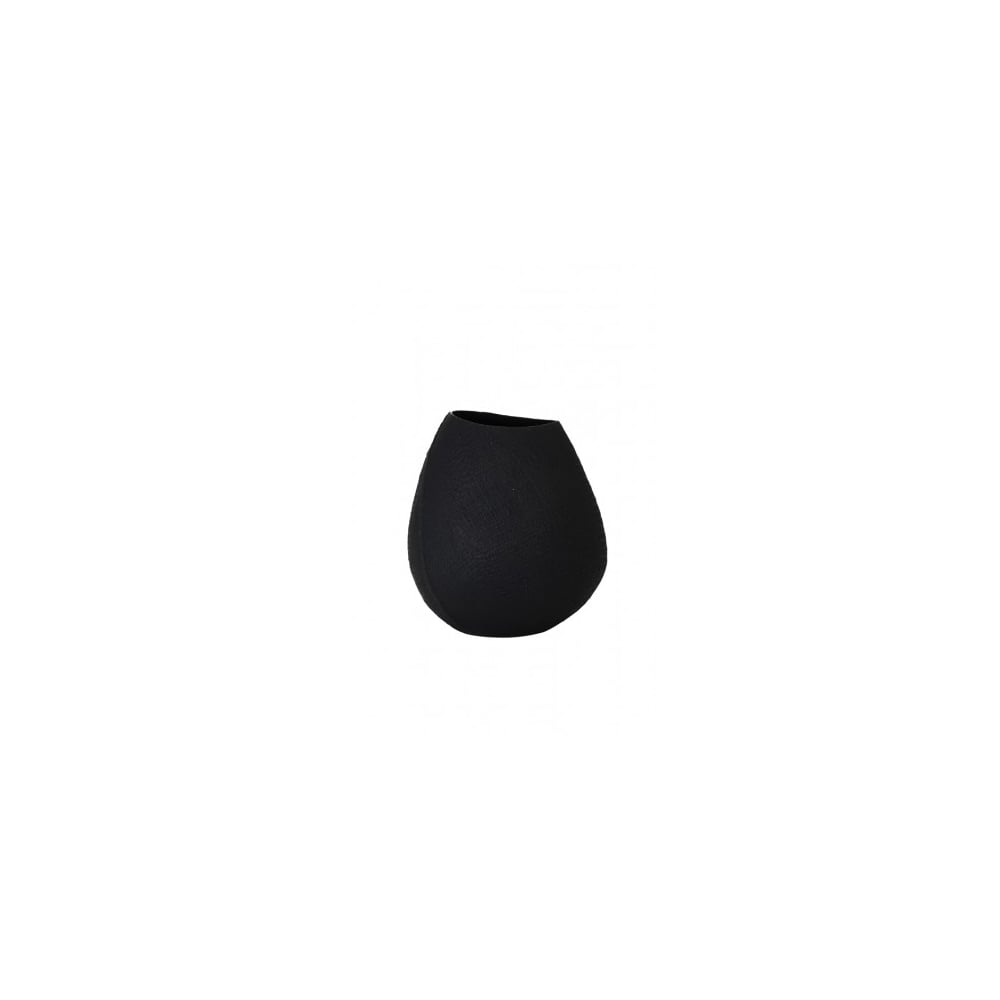 Sleek Black Round Ceramic Vase by Jake - 28cm x 28.5cm