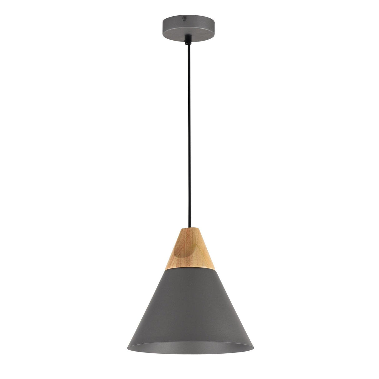 Grey Bicones Pendant with Wooden Accent