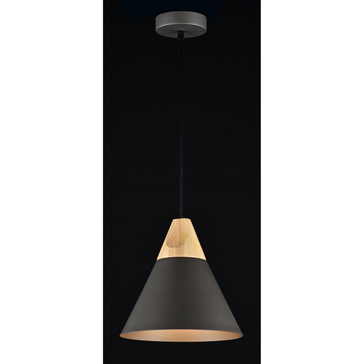 Grey Bicones Pendant with Wooden Accent