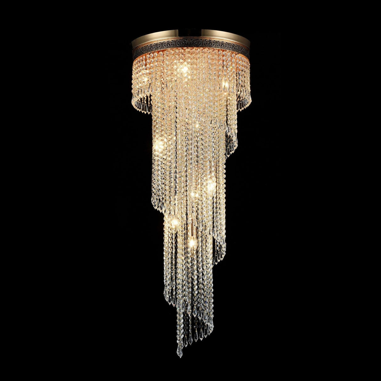Luminous Gold Cascade Crystal Chandelier