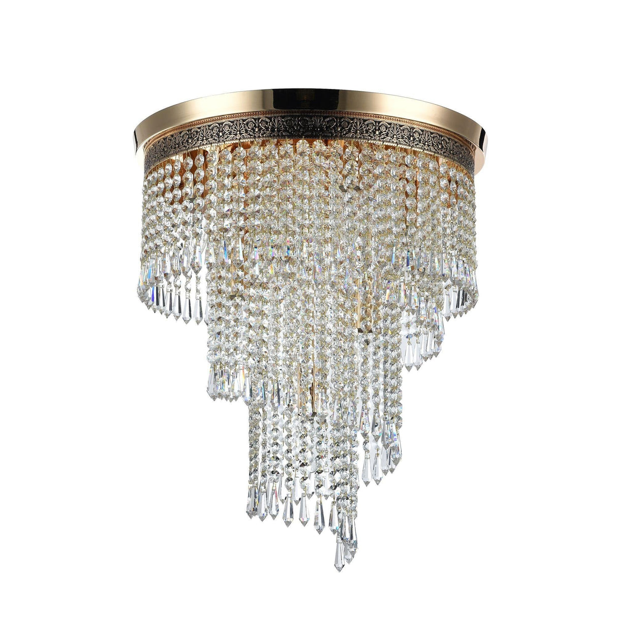 Luxurious Gold Cascade Ceiling Lamp with Diamant Crystals