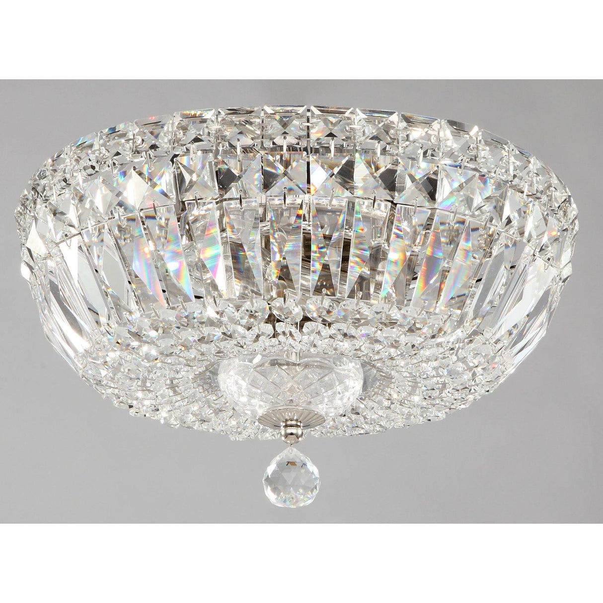 Glistening Crystal Ceiling Light with Nickel Finish