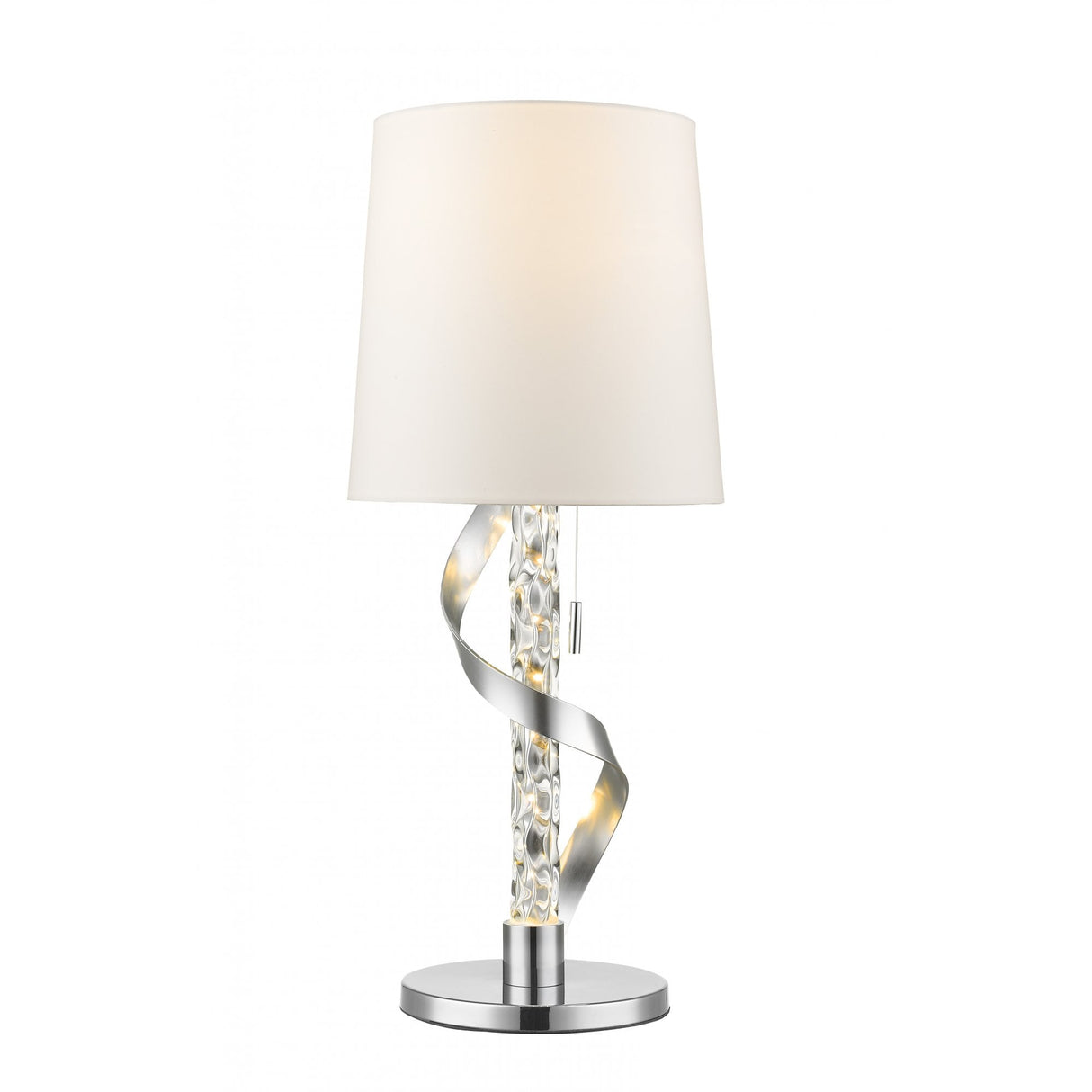 Cannes II Sleek Chrome Metal Table Lamp with Dual Light Source