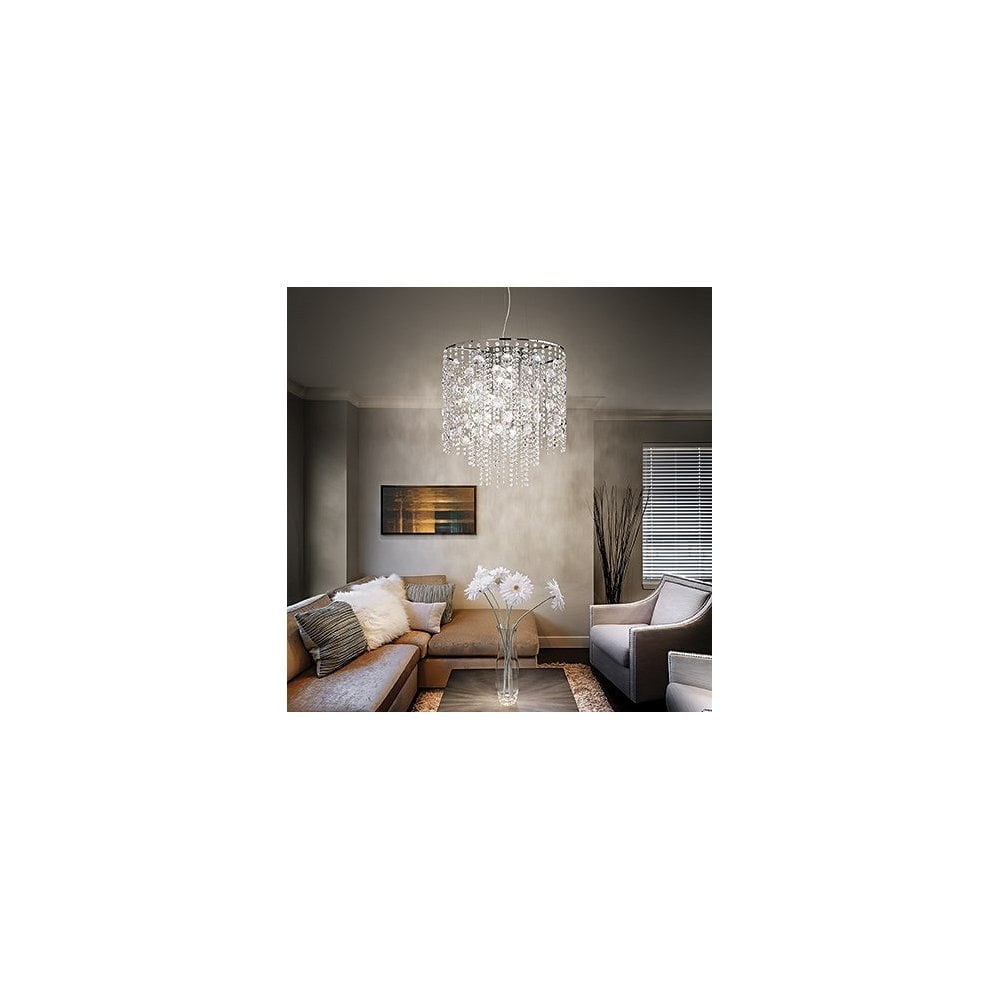 Luxia Crystal Elegance Chrome Pendant Chandelier