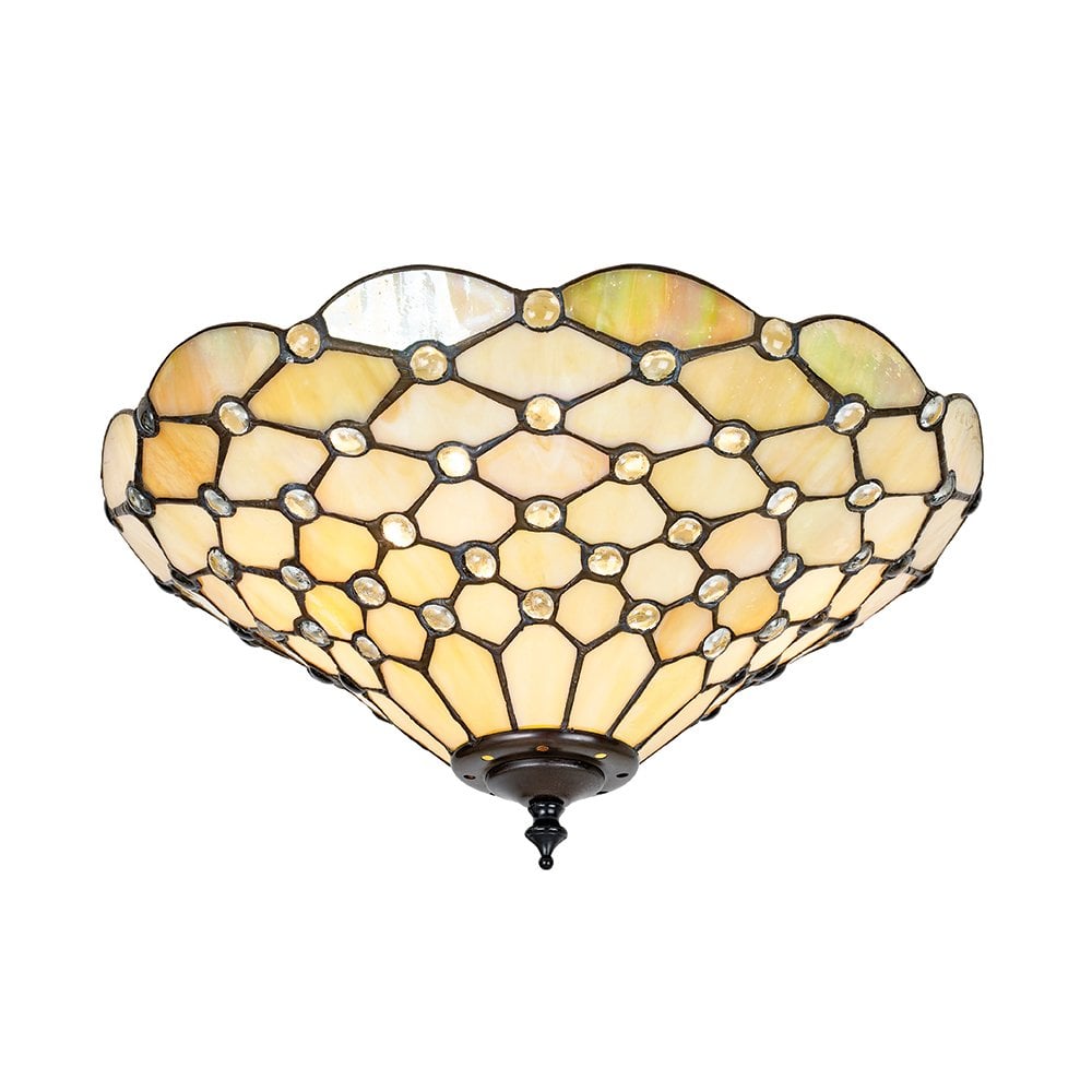 Elegance in Glass: Pearl Tiffany Double Light Flush Ceiling Fixture