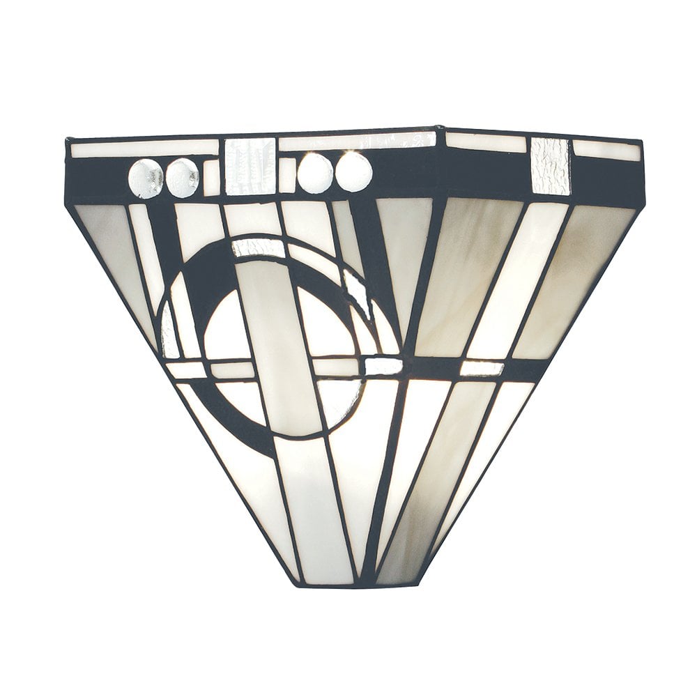 Art Deco Tiffany Glass Wall Sconce with Bronze Accents