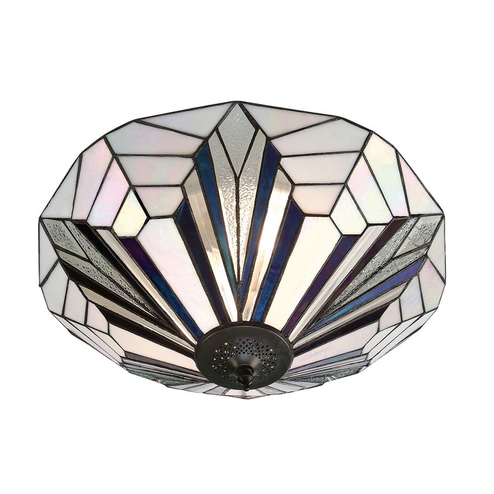 Astoria Art Deco Tiffany Glass Flush Ceiling Light